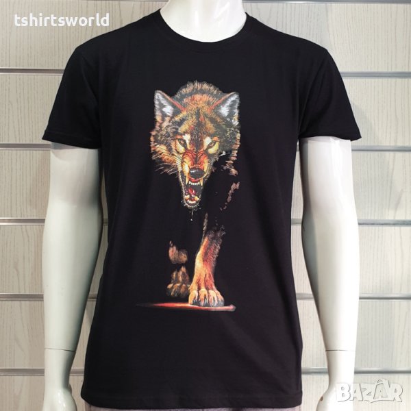 Нова мъжка тениска с дигитален печат Ходещ Вълк, Серия вълци, снимка 1