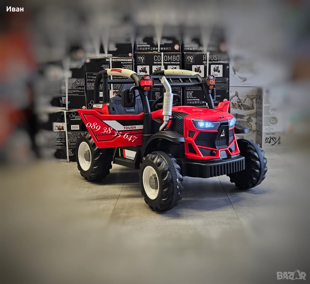 ТОП ЦЕНА!НОВО!Акумулаторен трактор HARVEST RED с 12V батерия,дистанционно,USB, снимка 1