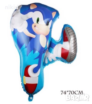 Бягащ Соник Sonic фолио фолиев балон хелий и въздух, снимка 1