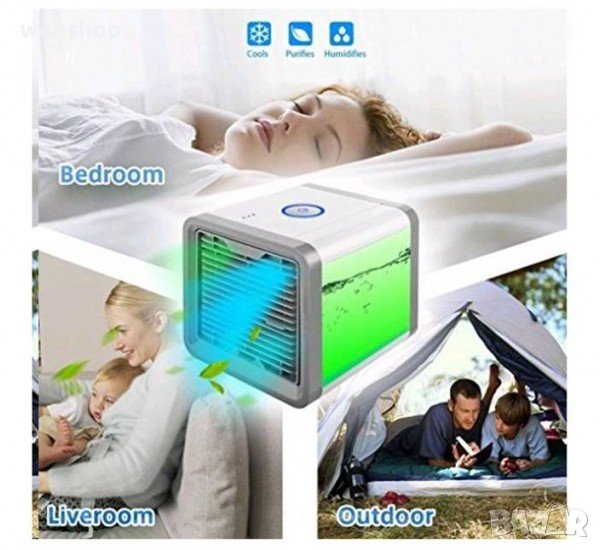 Настолен вентилатор 3в1, охлаждане с вода, пречистване, регулируем, USB, снимка 1