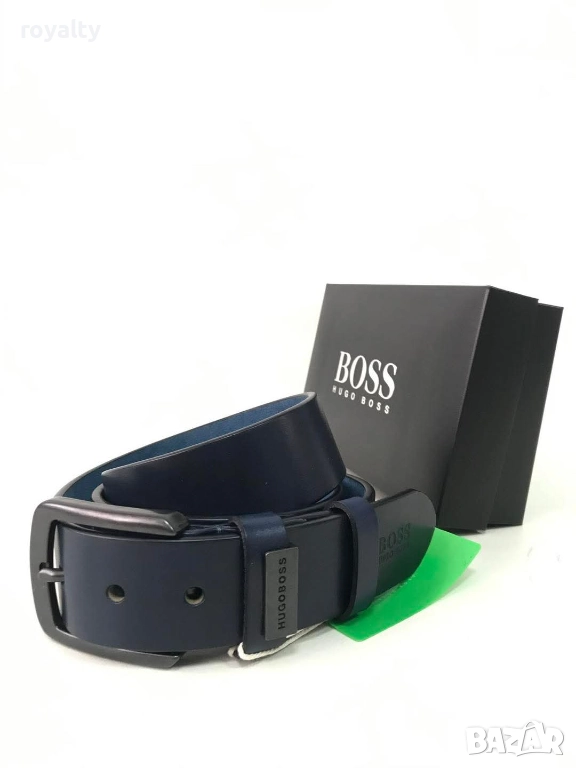 Hugo Boss Естествена Кожа Син Мъжки Колан , снимка 1