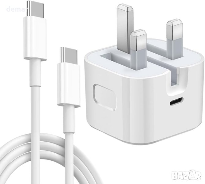 Зарядно устройство за iPhone - MFi сертифицирано, 30W PD, 1,8 м USB C към Type C кабел, снимка 1