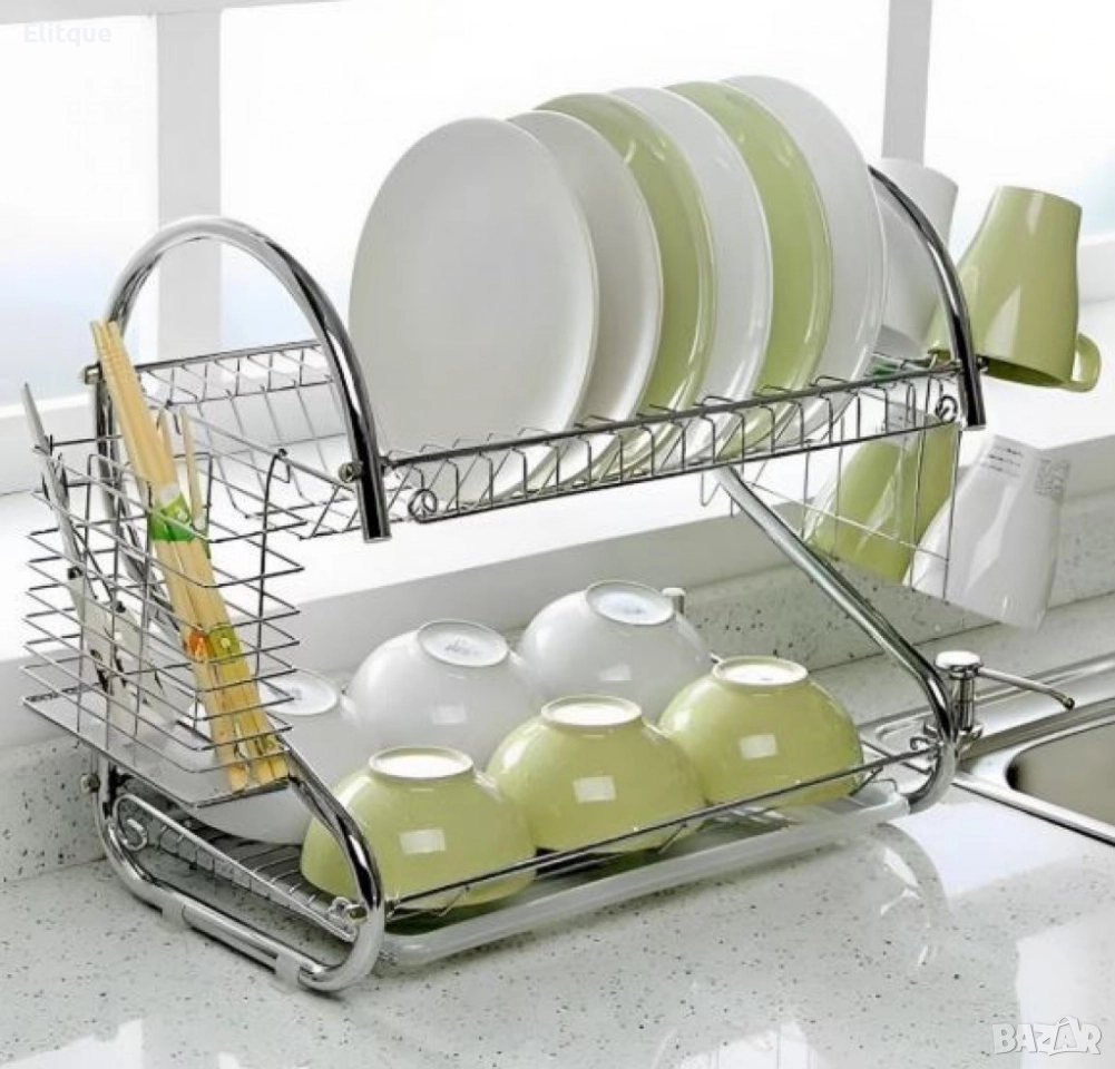 Луксозен S-образен сушилник за домакински съдове, двуредов. ТОП ЦЕНА, снимка 1