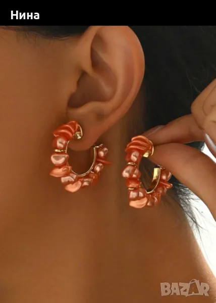 Красиви обеци с коралови нежни камъчета, снимка 1