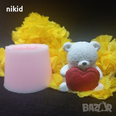 3d мече гушнало сърце свети Валентин цилиндър силиконов молд форма фондан шоколад гипс свещ декор, снимка 1