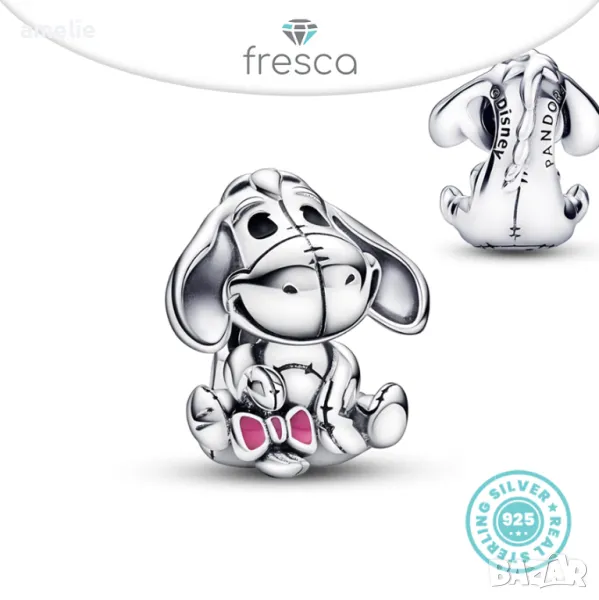 Нови! Талисман Fresca по модел Pandora Пандора печат ale S 925 Disney Donkey Pooh Bear Charm, снимка 1