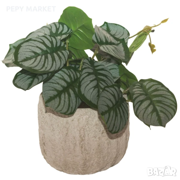 Декоративно растение в кашпа, 20см Изкуствено стайно растение. Практично решение за декорация както , снимка 1
