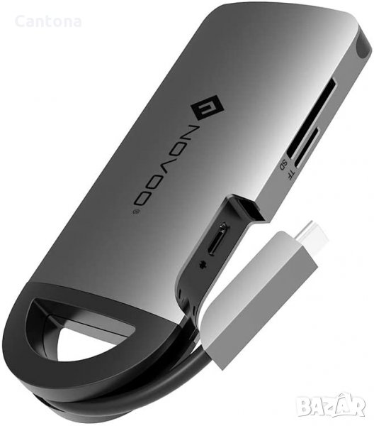 NOVOO USB C хъб 8 в 1, алуминиев корпус, HDMI 4K, 3 USB 3.0, Gigabit Ethernet 1000Mbps, PD Type C, S, снимка 1
