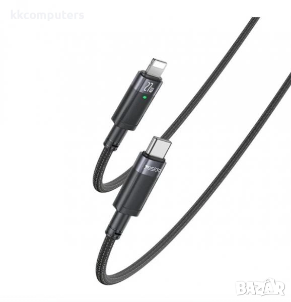 YESIDO CA159 PD плетен кабел / Type-C - Lightning / 27W , 1.2m / Черен / Баркод : 2404182, снимка 1