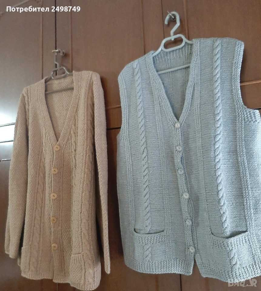 Жилетка и елек ръчно плетени, НОВИ, снимка 1