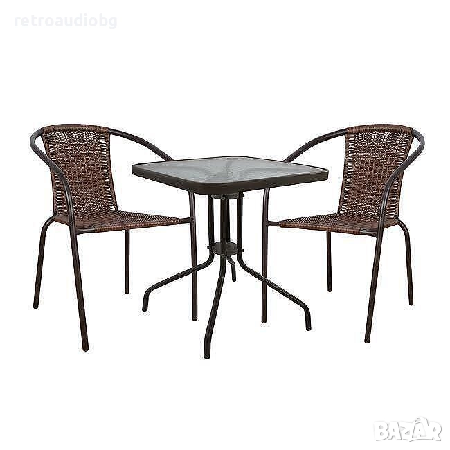  Комплект за градина Тейлор маса с 2 стола в кафяв цвят, снимка 1