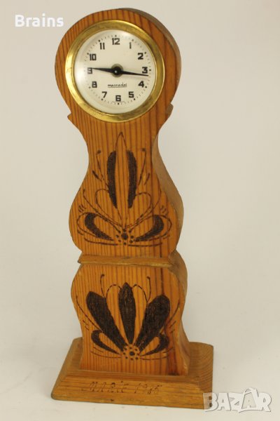 Стар Немски Часовник MERCEDES Дървена Пирографирана Основа, снимка 1