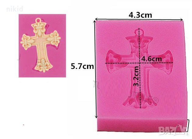 Кръст мотив fleur висулка силиконов молд форма декор торта сладки фондан и др. украса смола , снимка 1