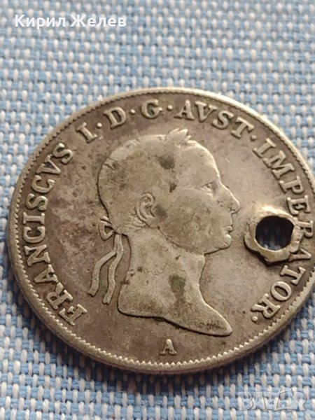 Сребърна монета 20 кройцера 1833г. Франц първи Виена Австрийска империя 13651, снимка 1