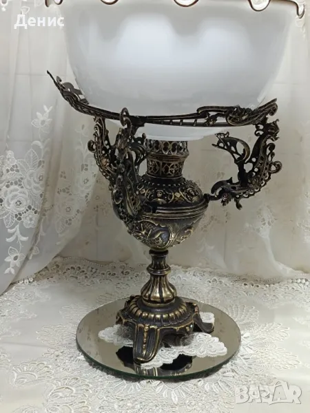 антична немска месингова лампа 450, снимка 1