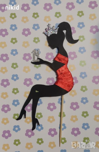 Момиче Дама Лейди с корона и години картонен топер на клечки украса декорация за торта Парти, снимка 1