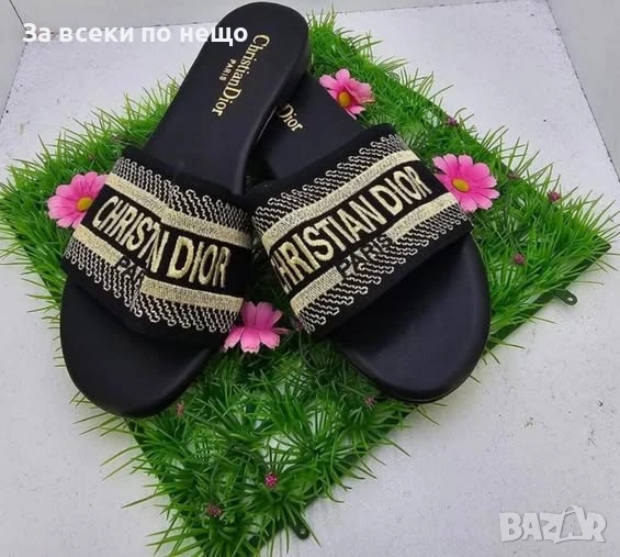 Christian Dior Дамски Черни Чехли Кристиян Диор Код P919, снимка 1