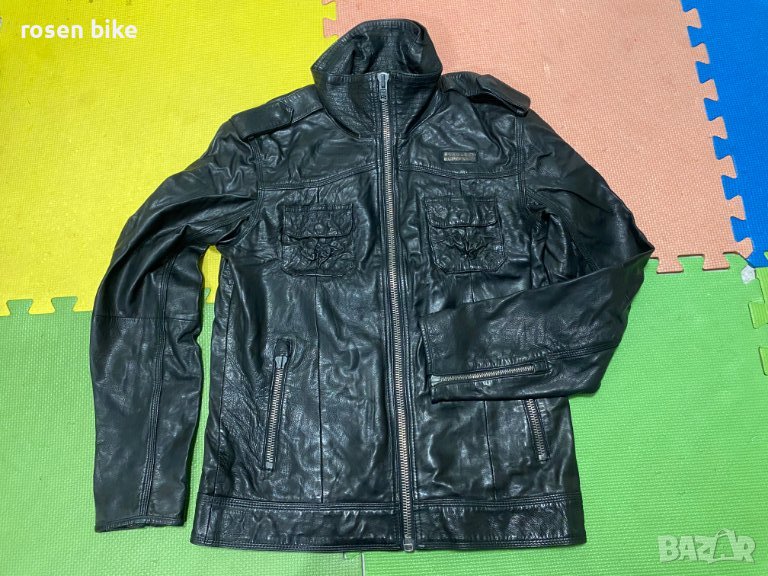 ''SuperDry Leather Ryan Bomber Jacket''оригинално мъжко кожени яке S-М размер, снимка 1