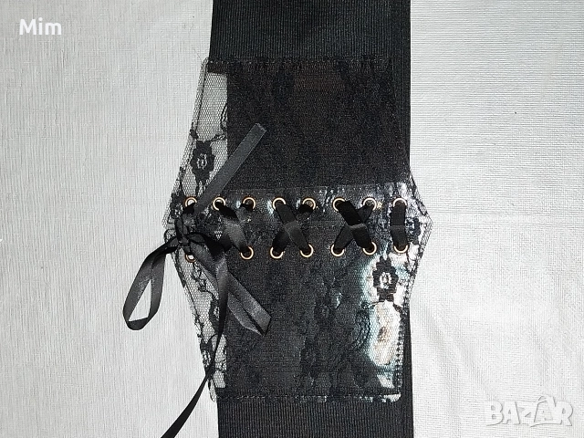3XL Черен широк еластичен колан с дантела , снимка 4 - Колани - 52718946