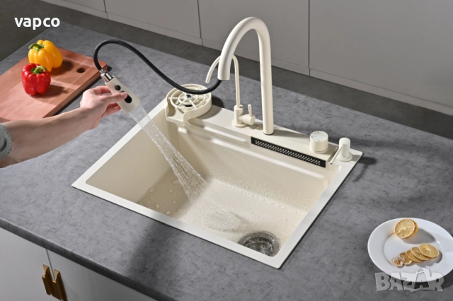 60см Бежова мултифункционална кухненска мивка , снимка 8 - Мивки - 52127816