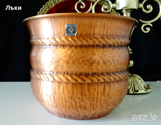 Медна ваза,шампаниера,меден съд 5 л.,етикет. 