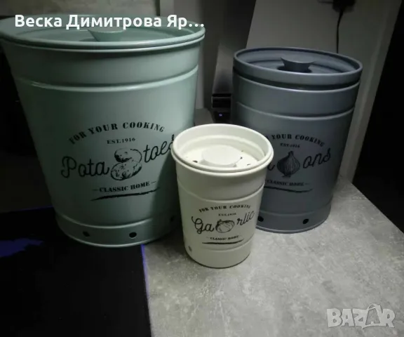 Ретро комплект за съхранение на картофи, чесън и лук, снимка 7 - Други - 48840981