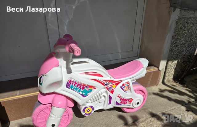 Розов мотор за баланс с бандаж на гумите и дръжка, 72х52х35см , снимка 6 - Детски велосипеди, триколки и коли - 51094053