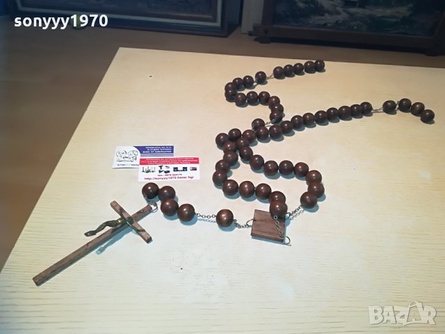 дървен кръст с христос и ланец-1.2метра, снимка 2 - Колекции - 29266925