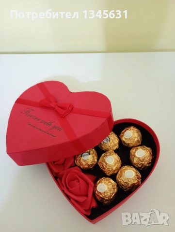 Подаръчни кутии с вечни рози и шоколадови бонбони , снимка 6 - Романтични подаръци - 53069172