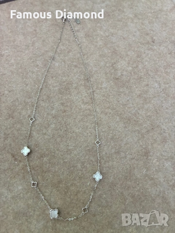 Сребърно колие с детелини, снимка 2 - Колиета, медальони, синджири - 51837595