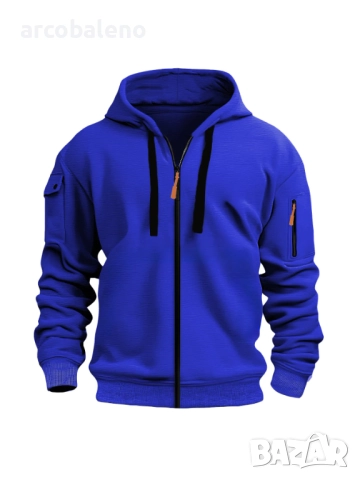 Мъжки преходен суичър с качулка и цип и с множество джобове, 10цвята , снимка 9 - Суичъри - 51743260