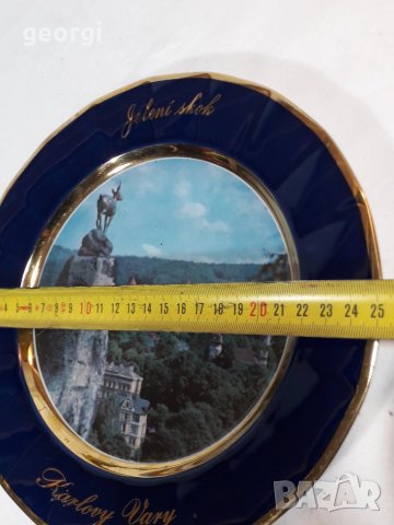 Порцеланова чиния Karlovy vary czechoslovakia кобалт със златен кант     18/2, снимка 6 - Колекции - 34482429