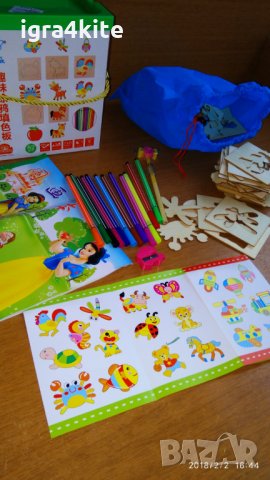 Рисуване на шаблони и формички от дърво + флумастри с книжка, снимка 4 - Образователни игри - 29581826