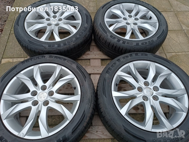 Лети джанти 17ки 5х108 Peugeot + летни гуми 215/55/17 Rotalla, снимка 3 - Гуми и джанти - 52816180
