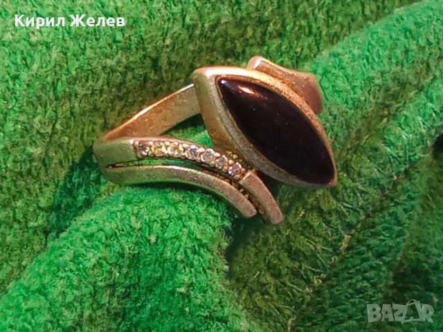 РАЗКОШЕН СКЪПОЦЕНЕН СРЕБЪРЕН ПРЪСТЕН СРЕБРО 925 с ШЛИФОВАН ЧЕРЕН ОНИКС и  ФАСЕТИРАНИ ЦИРКОНИ 43795, снимка 2 - Пръстени - 44659428