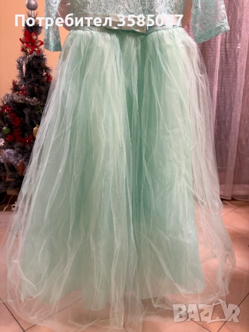 Тюркоазена рокля тип принцеса – лека, ефирна, елегантна, снимка 6 - Детски рокли и поли - 52859998