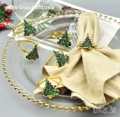 Коледна елха Пръстен за салфетки от плат , снимка 4 - Декорация за дома - 48051778