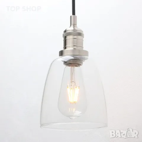 Phansthy Ретро висяща лампа с 2 м регулируема платнена тел, прозрачно стъкло, за E27 Edison крушки, снимка 8 - Лампи за таван - 49693487