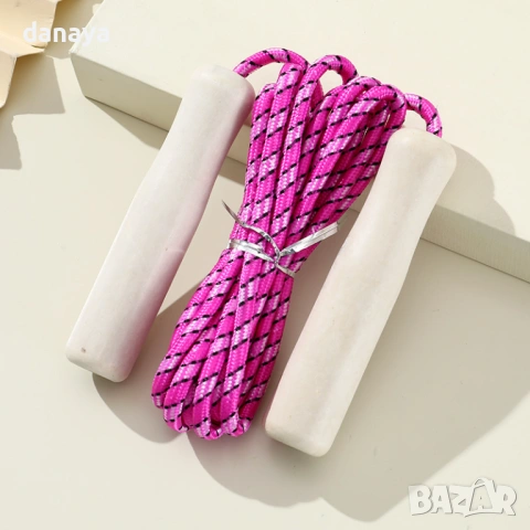 6372 Цветно спортно въже за скачане с дървени дръжки, снимка 2 - Други спортове - 53267948