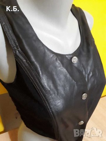 Късо елече кожа и велур р-р XS,S, снимка 1