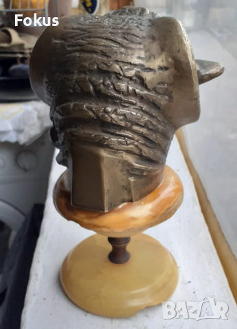 Овен - страхотна статуетка от бронз с постамент от оникс, снимка 3 - Антикварни и старинни предмети - 44657830