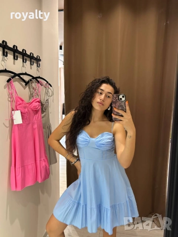 Къса Синя Дамска Рокля , снимка 3 - Рокли - 52945429
