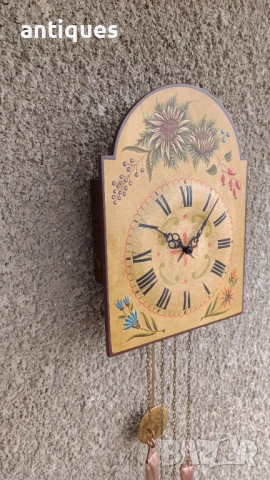 Стенен часовник с тежести - Schatz - Made in Germany -1970"г, снимка 4 - Антикварни и старинни предмети - 54135317