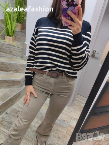 Дамски пуловер райе, снимка 3 - Блузи с дълъг ръкав и пуловери - 52686468