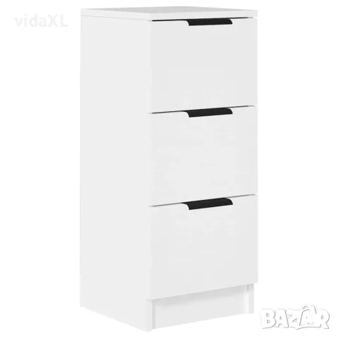vidaXL Сайдборд, бял, 30x30x70 см, инженерно дърво