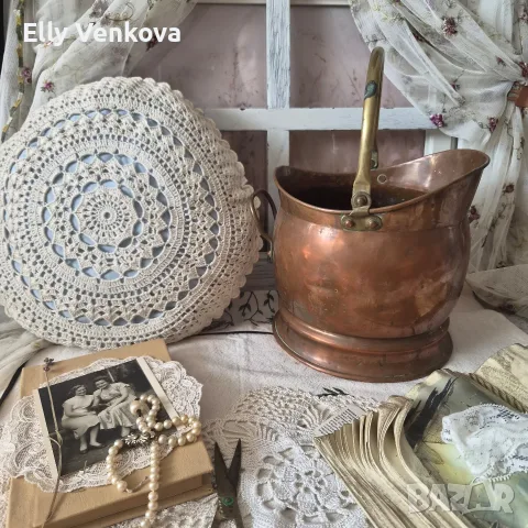 Винтидж меден съд за дърва или въглища, снимка 2 - Антикварни и старинни предмети - 56080277