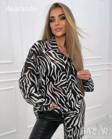 Дамска риза леопардов десен, снимка 3 - Ризи - 51408459