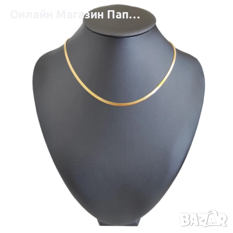 Верижка „Skyrim“ – Стоманена огърлица тип змийска верига 3мм, 40см, стоманен и златист цвят