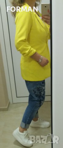 Удължено жълто ЛЯТНО сако, снимка 2 - Сака - 40805933