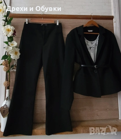 Черен костюм панталон ZARA , снимка 10 - Костюми - 51677886